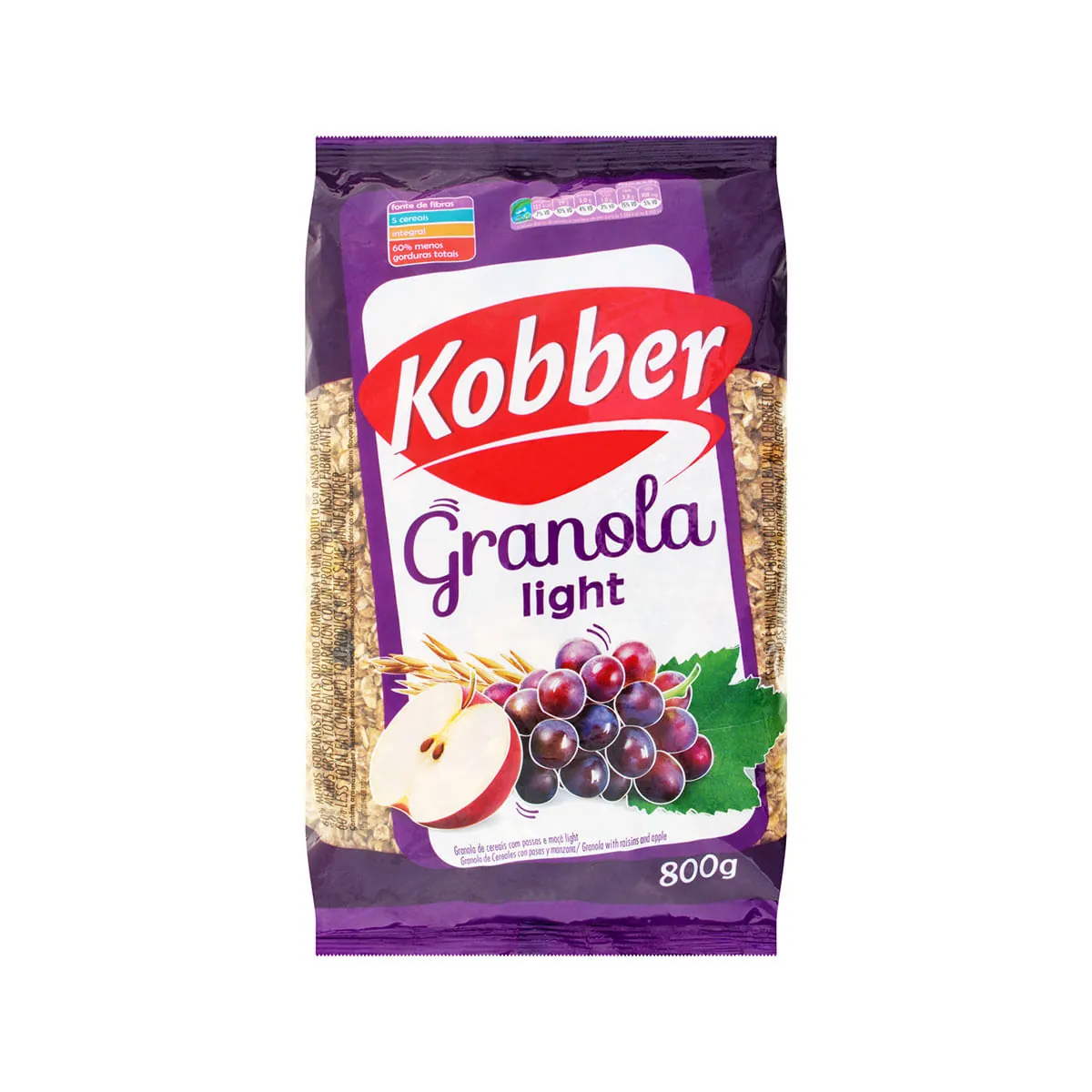 Granola Light Passas E Maçã Kobber Pacote 800g