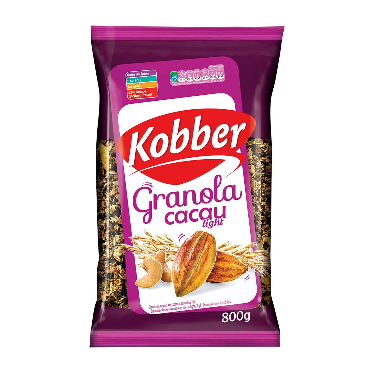 Granola Light Cacau Kobber Pacote 800g