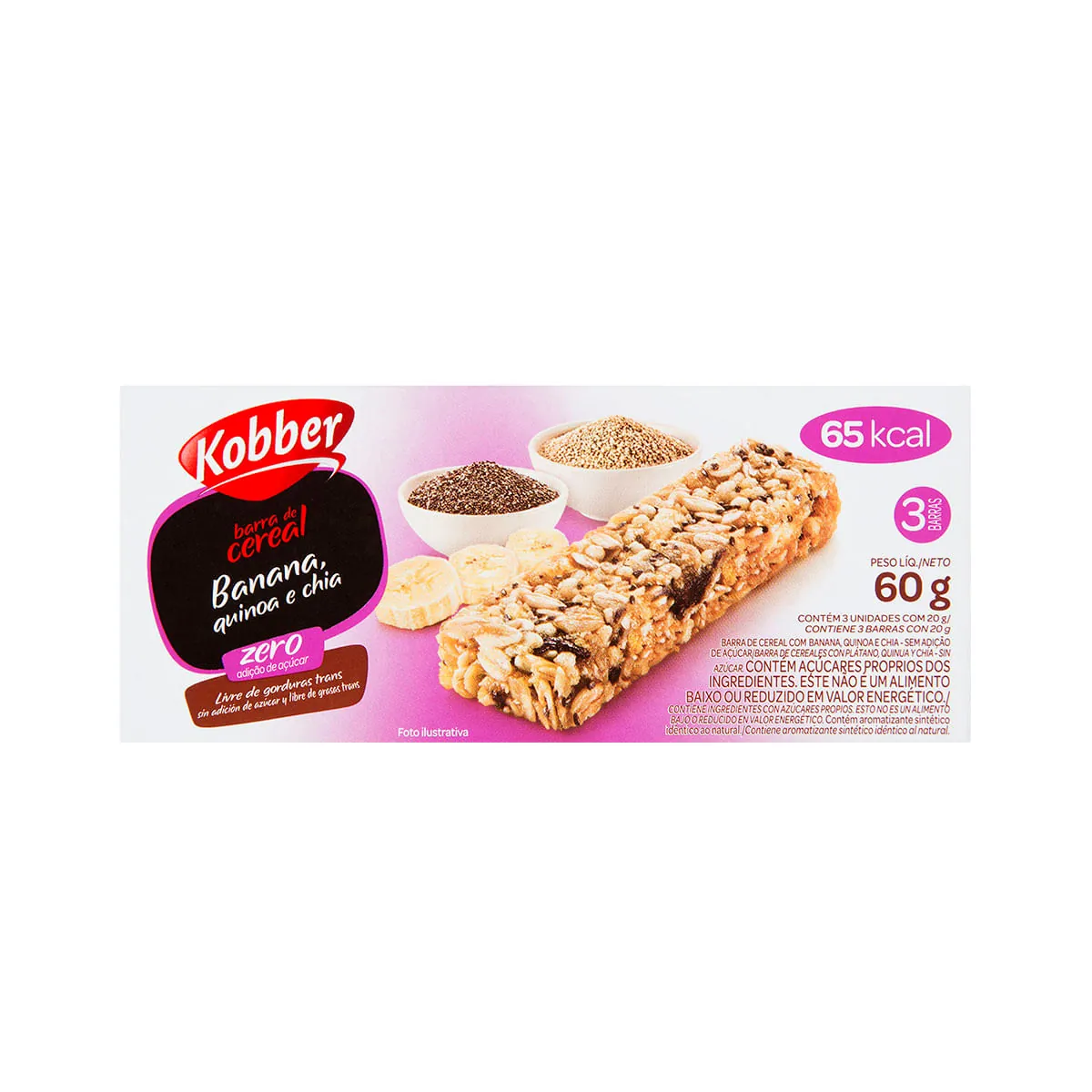 Barra de Cereal Banana, Quinoa e Chia Kobber com 3 Unidades