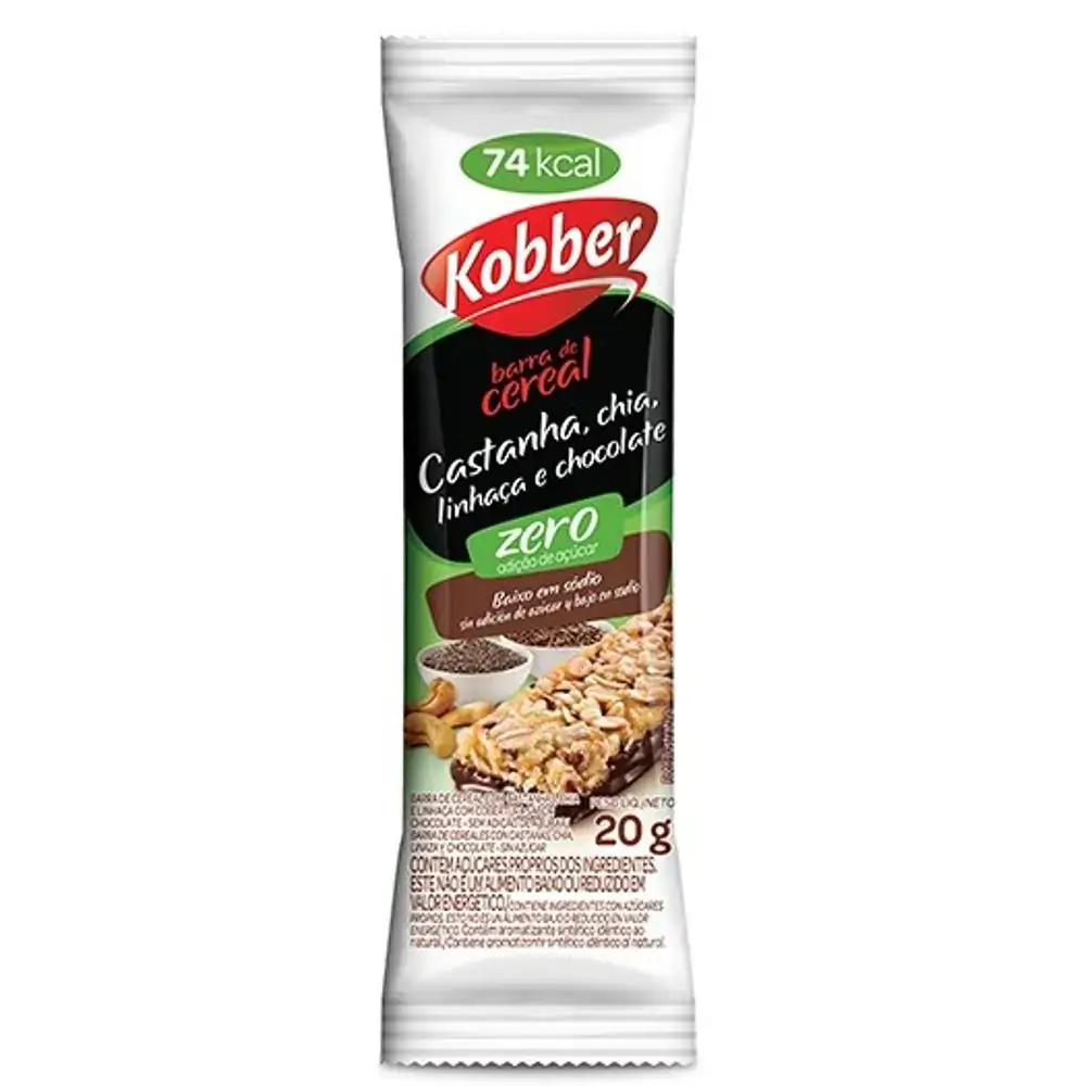 Barra De Cereais Kobber 60g Zero Cast/chia/choc