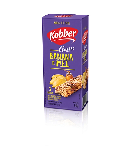 Pack Barra De Cereal Banana E Mel Kobber Classic Caixa 60g 3 Unidades