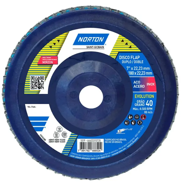 Disco Flap 180mm.grão #040 - Evolution R822 - Norton