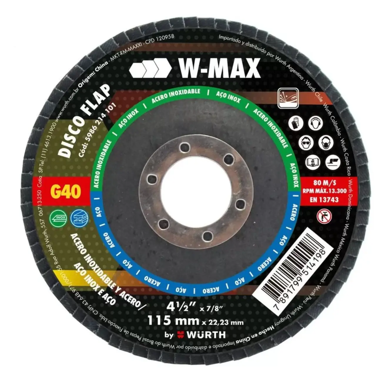 Disco Flap Inox W-max 115mm G40