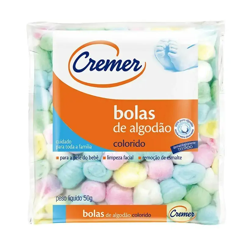 Algodão Em Bolas Colorido Cremer Pacote 50g