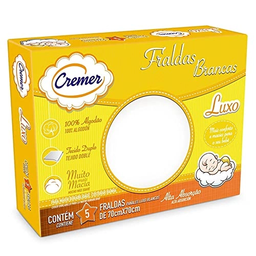 Fralda Cremer Luxo Branca C/5