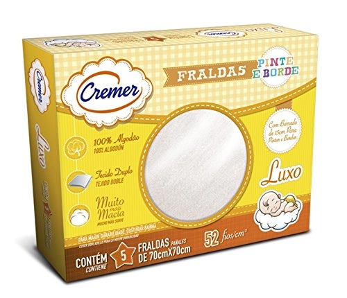 Fralda Luxo Pinte Borde 70cm X 70cm Branco Cremer