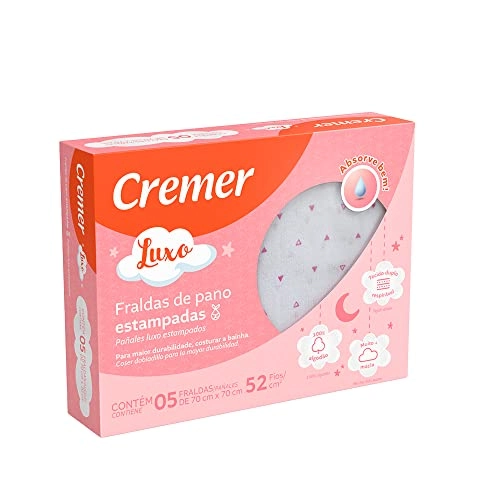 Fralda Cremer Luxo Estampada 70x70 Feminina C/ 05 Unidades