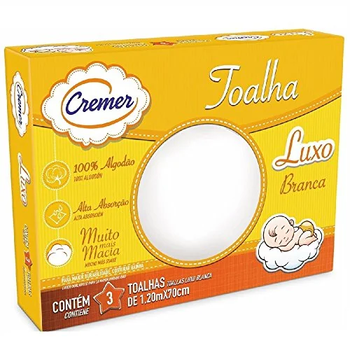 Toalha Fralda Luxo Branca Cremer