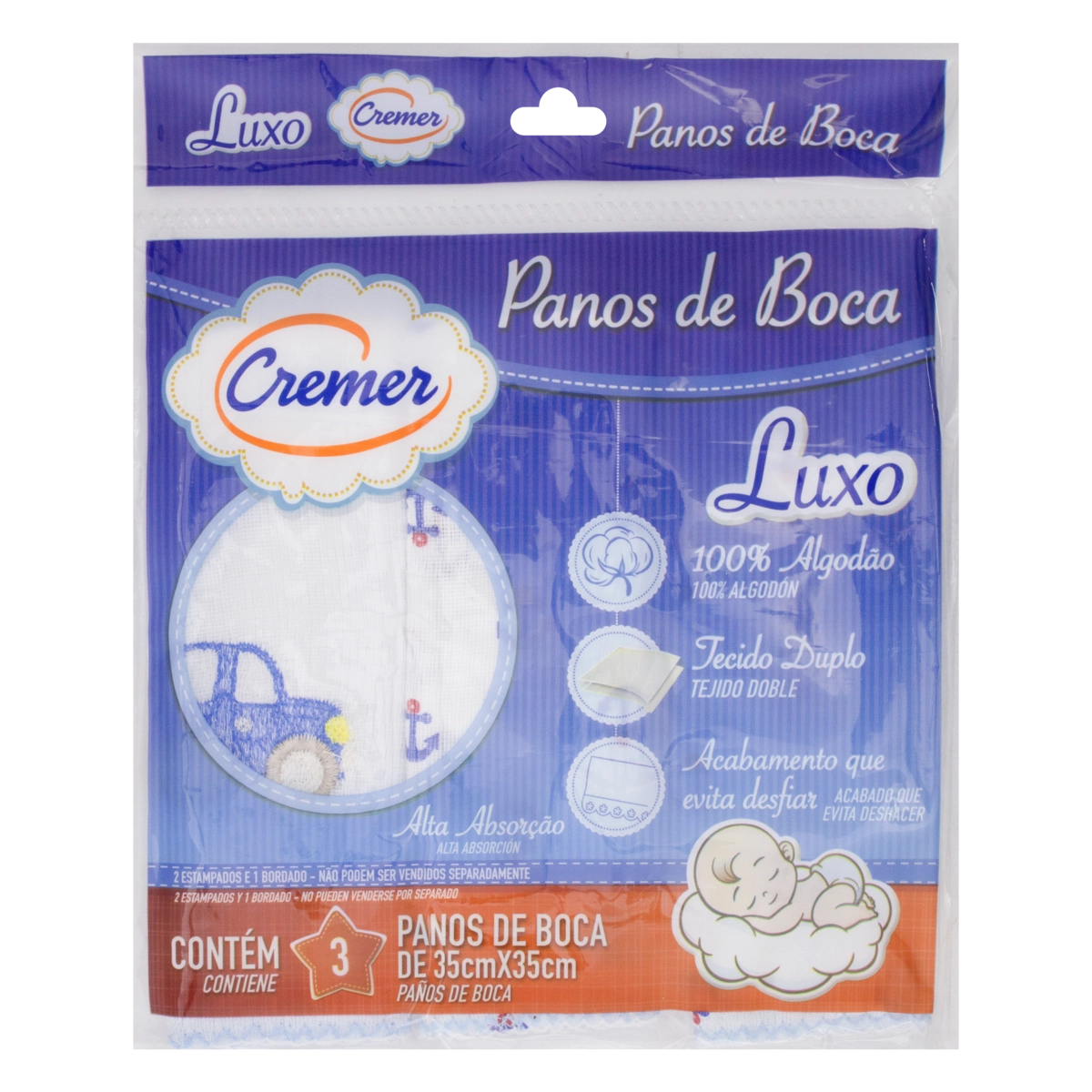 Pano De Boca Cremer Luxo 35cm X 35cm 3 Unidades