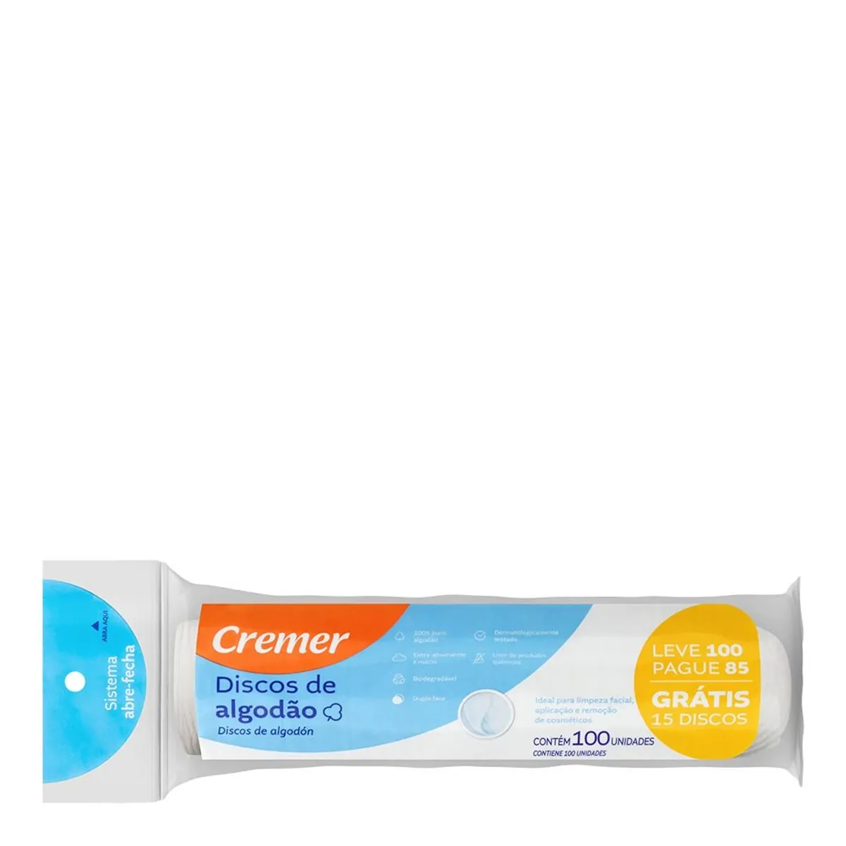 Disco de Algodão Cremer Leve 100 g Pague 85 g