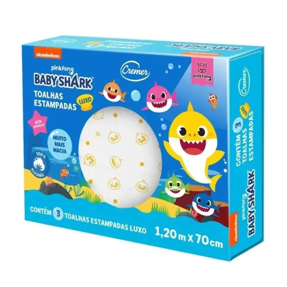 Toalha Cremer Luxo Estamp Baby Shark