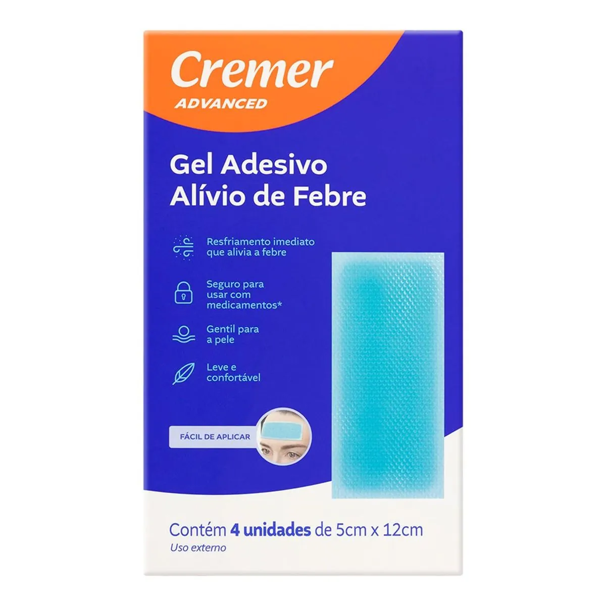 Adesivo Para Alívio Da Febre Gel Cremer Advanced 5cm X 12cm Caixa 4 Unidades