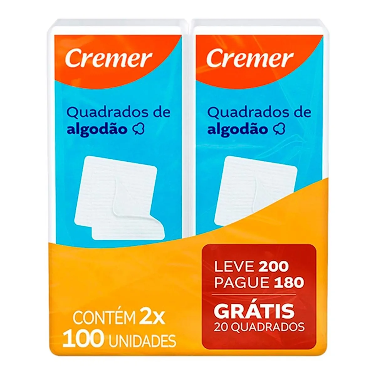 Pack Algodão Quadrado Cremer Pacote Leve 200 Pague 180 Unidades
