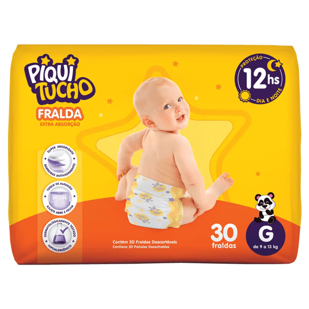 Fralda Descartável Infantil Piquitucho G Pacote 30 Unidades