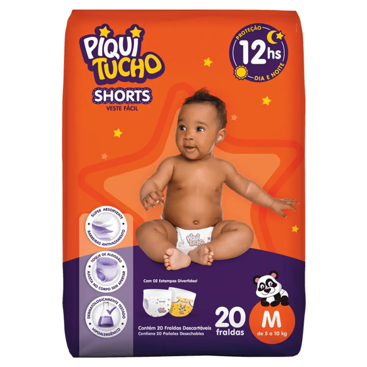 Fralda Descartável Infantil Shorts Piquitucho M Pacote 20 Unidades