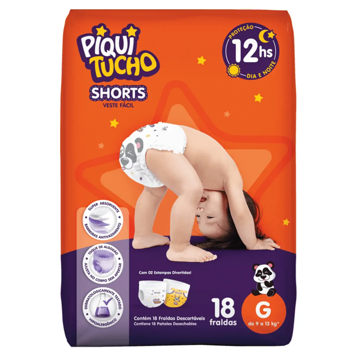 Fralda Descartável Infantil Shorts Piquitucho G Pacote 18 Unidades