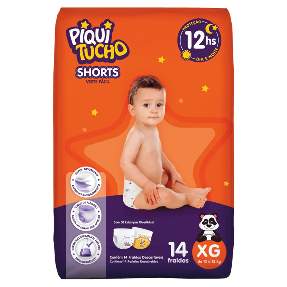 Fralda Descartável Infantil Shorts Piquitucho Xg Pacote 14 Unidades