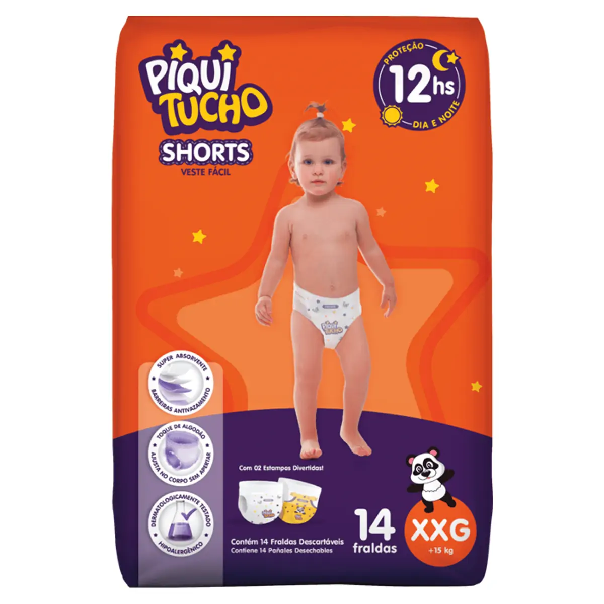 Fralda Descartável Infantil Shorts Piquitucho Xxg Pacote 14 Unidades