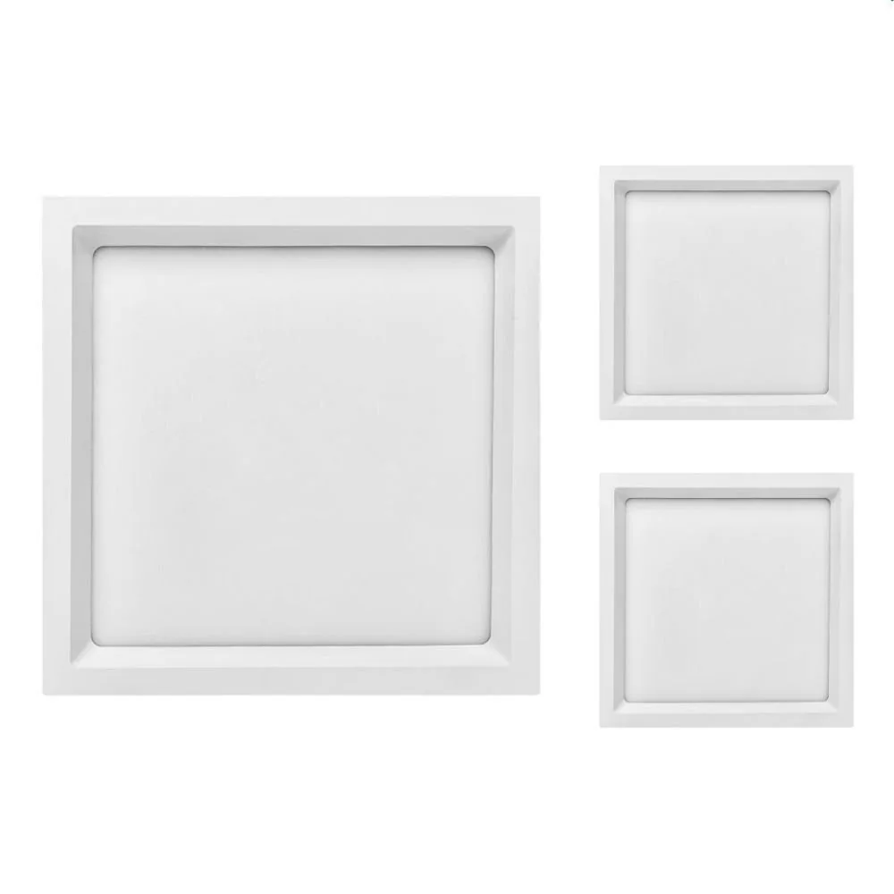 3 Painel De Led Stella Quadrado Deep De Embutir Recuado 22w Bivolt Branco 4000k Luz Neutra