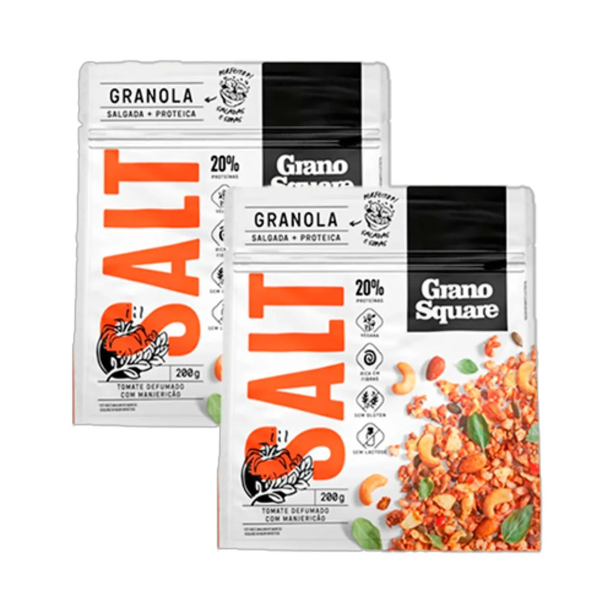 Kit 2X: Granola Salt Tomate com Manjericão Sem Glúten GranoSquare 200g