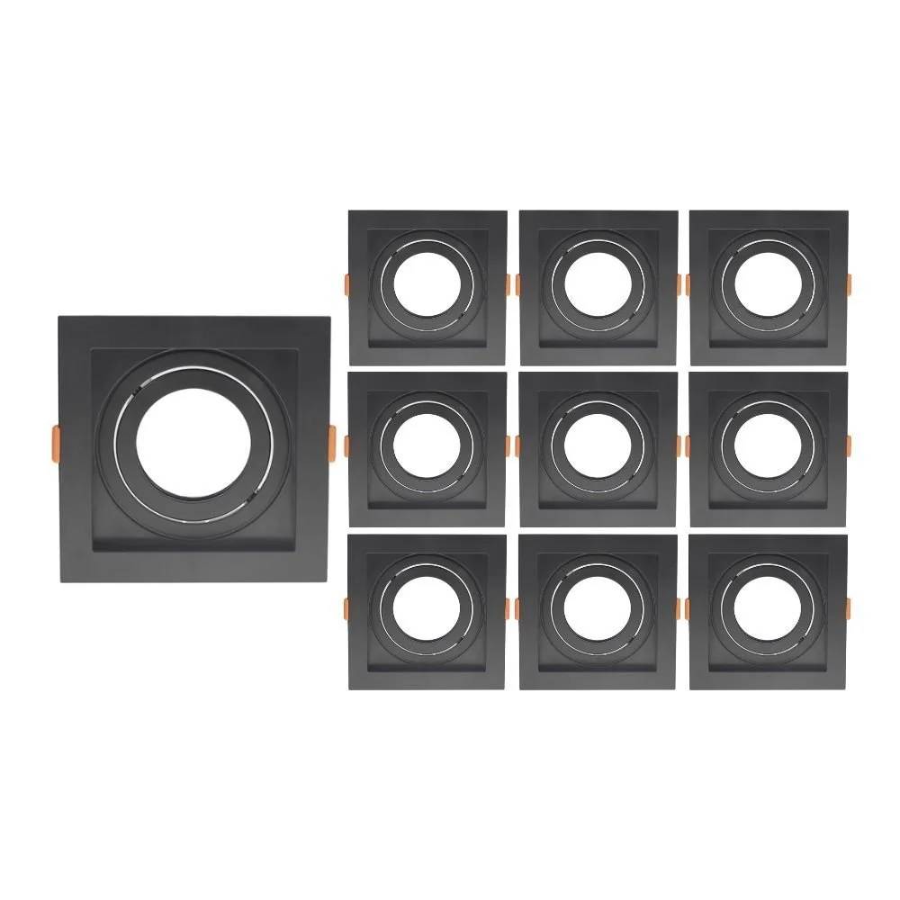 10 Spots De Embutir Recuado Taschibra Conecta Para Lâmpada Ar70 Quadrado Preto