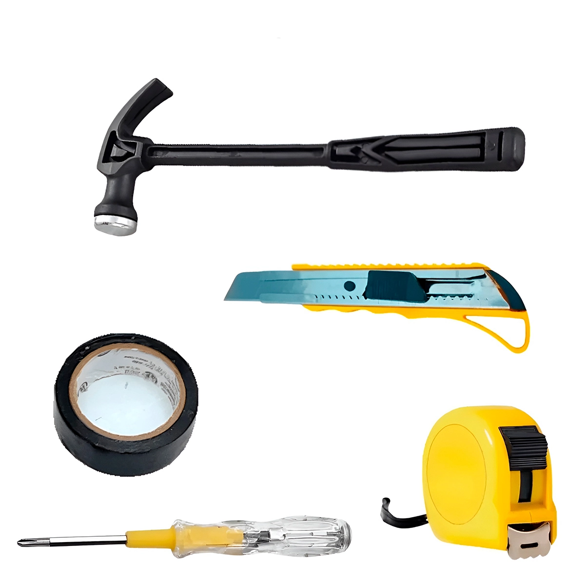 Kit De Ferramentas 5 Peças Martelo Estilete Reparos