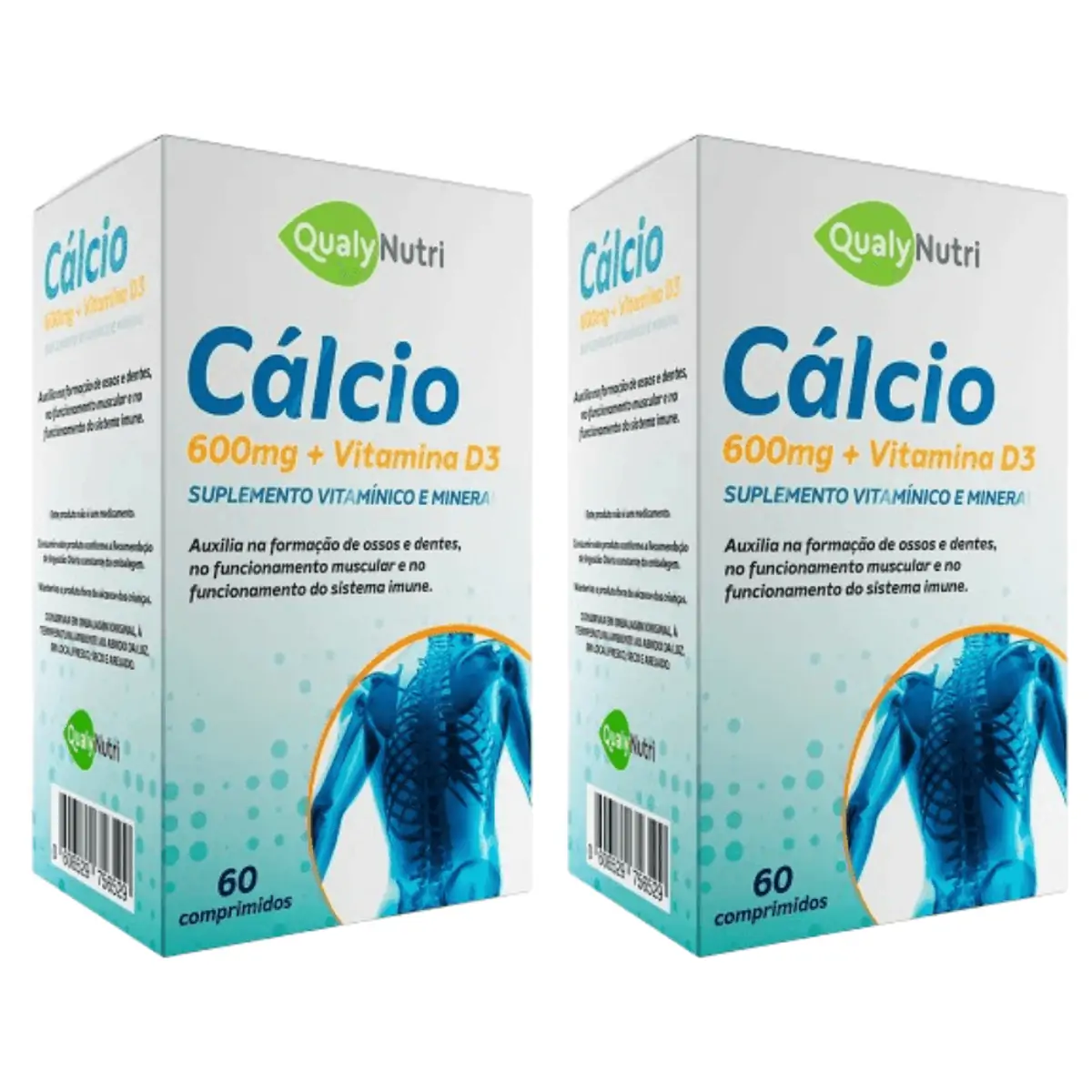 Kit C/2 Cálcio 600MG + Vit D3 C/60 Cápsulas - Qualy Nutri