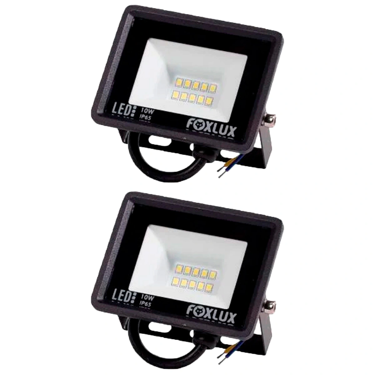 Kit 2 Refletor Led Foxlux 10w 3000k Bivolt Preto