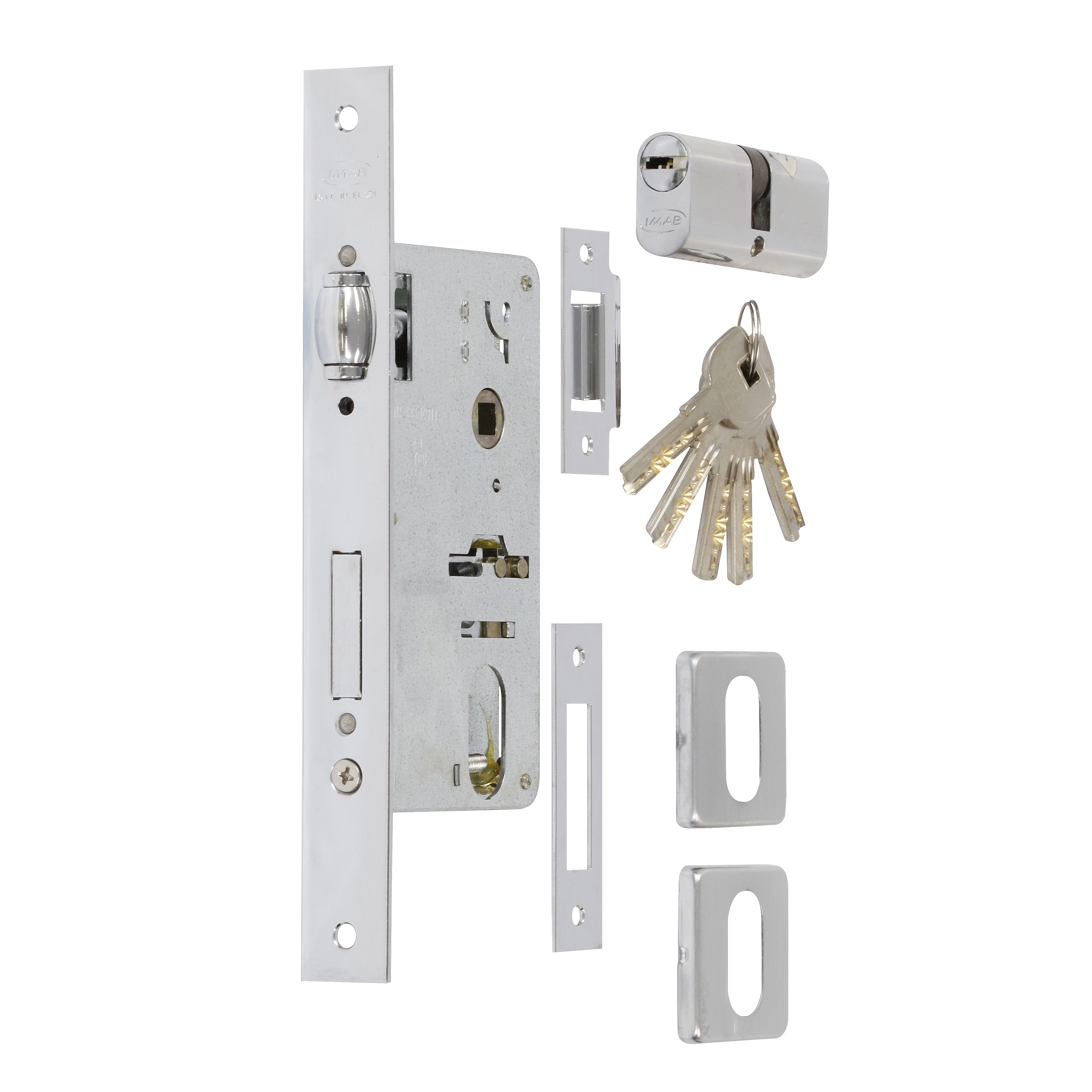 Fechadura Imab Trinco Rolete para Porta Pivotante Acetinado 55mm Chave Multiponto