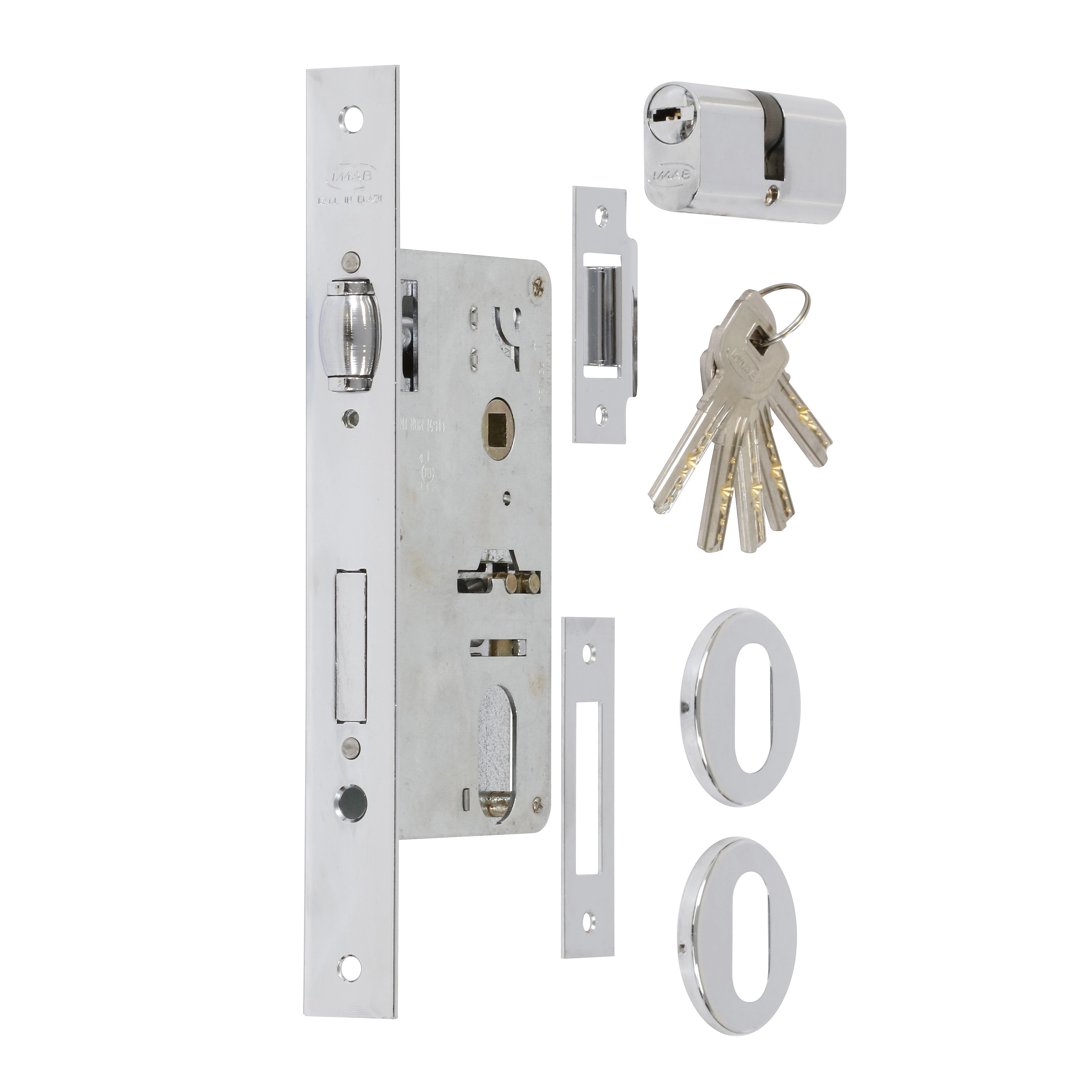 Fechadura Imab Trinco Rolete para Porta Pivotante Cromado 55mm Chave Multiponto 357