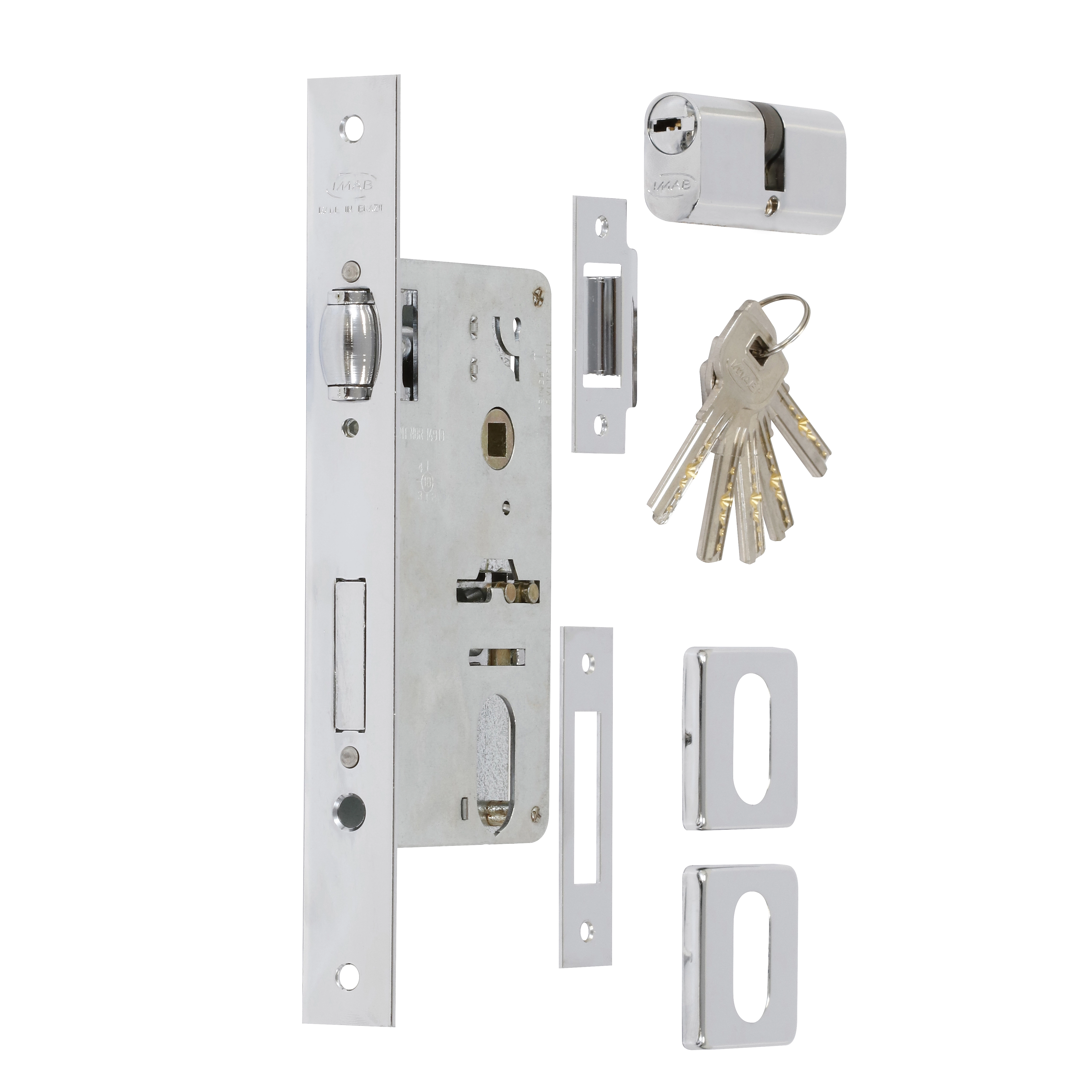 Fechadura Imab Trinco Rolete para Porta Pivotante Cromado 55mm Chave Multiponto EZ4700E30