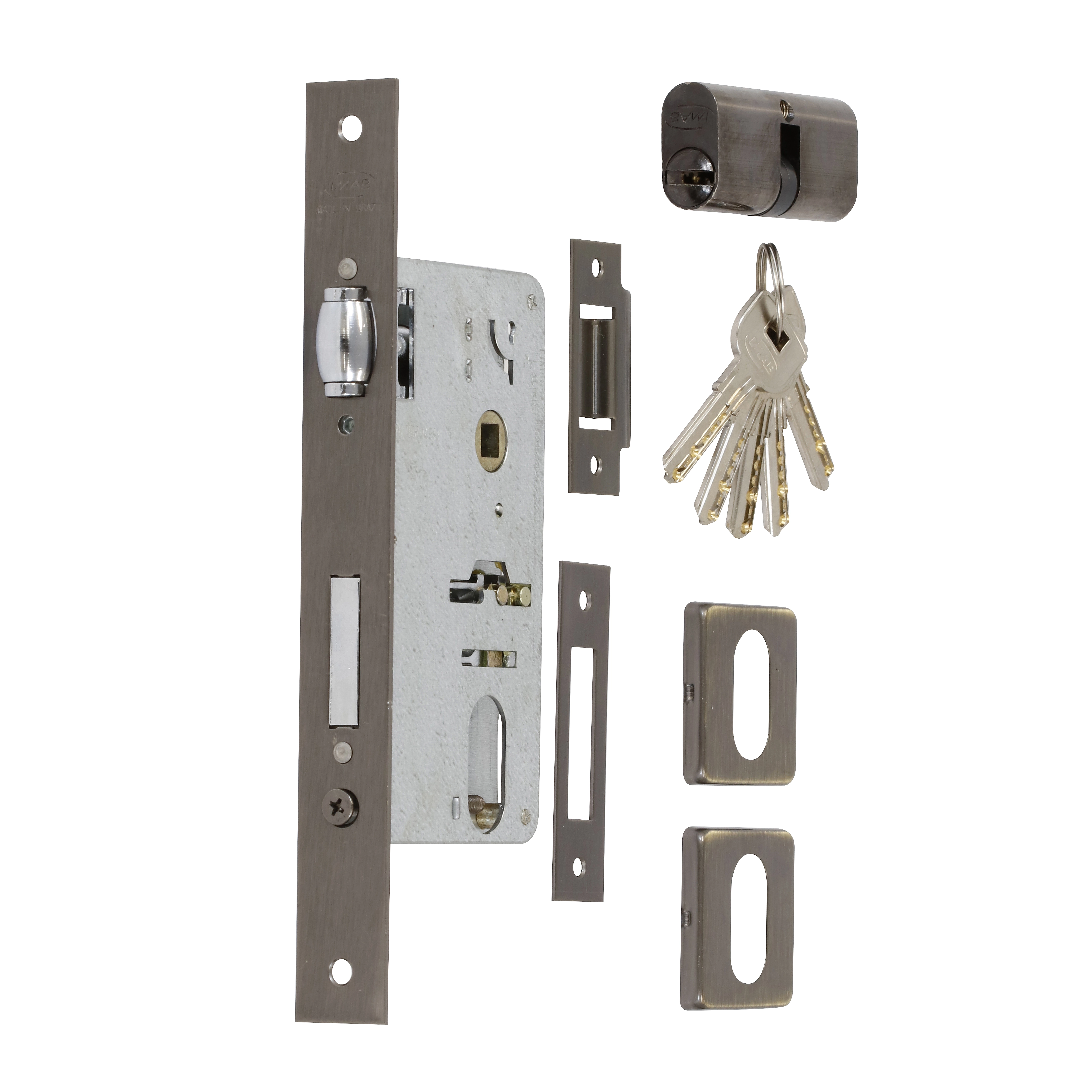 Fechadura Trinco Rolete para Porta Pivotante Antique 55mm Multiponto com Roseta EZ4700E30 Imab