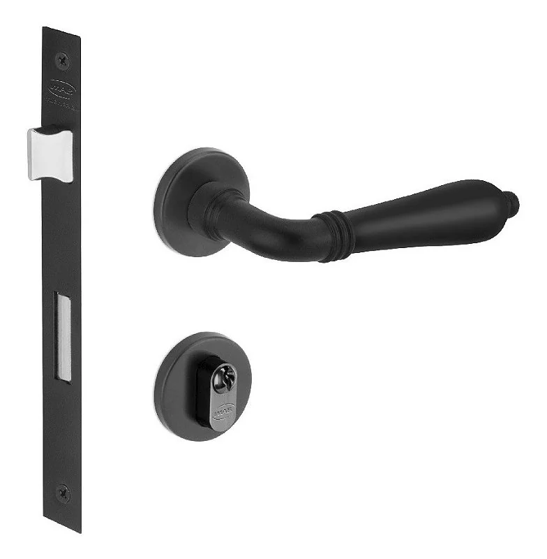 Fechadura Porta Externa Lily Imab Preta Preto 55mm Clássica