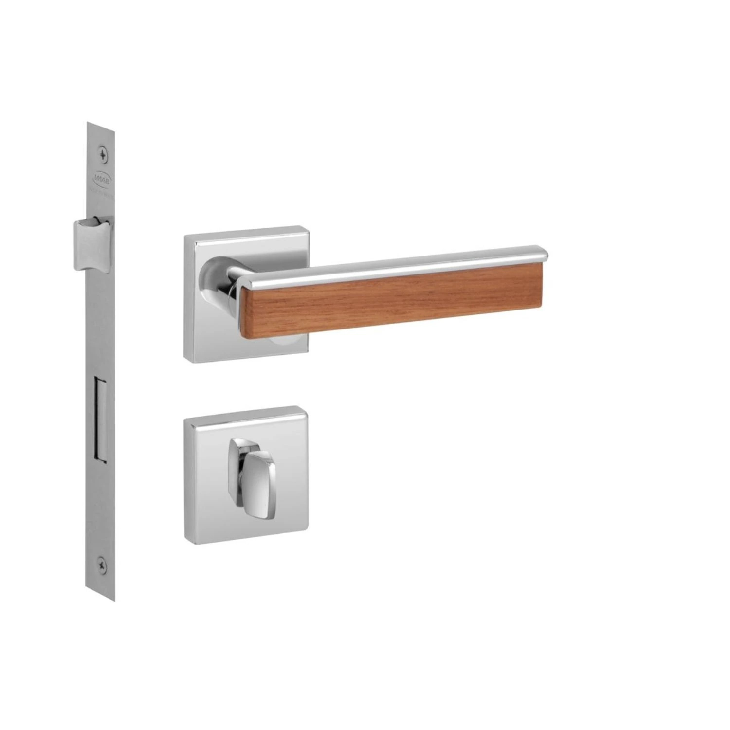 Fechadura Mobile Banheiro 55mm Cromado E Madeira M0979l R0096 Bz1952 Ta Imab