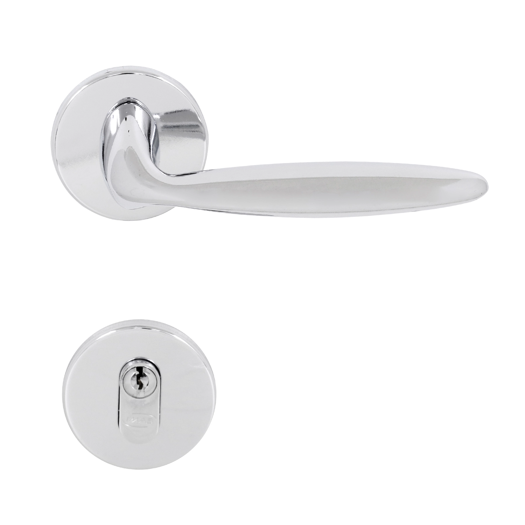Fechadura para Porta de Entrada Cromado 55mm Comum com Roseta Uno Imab