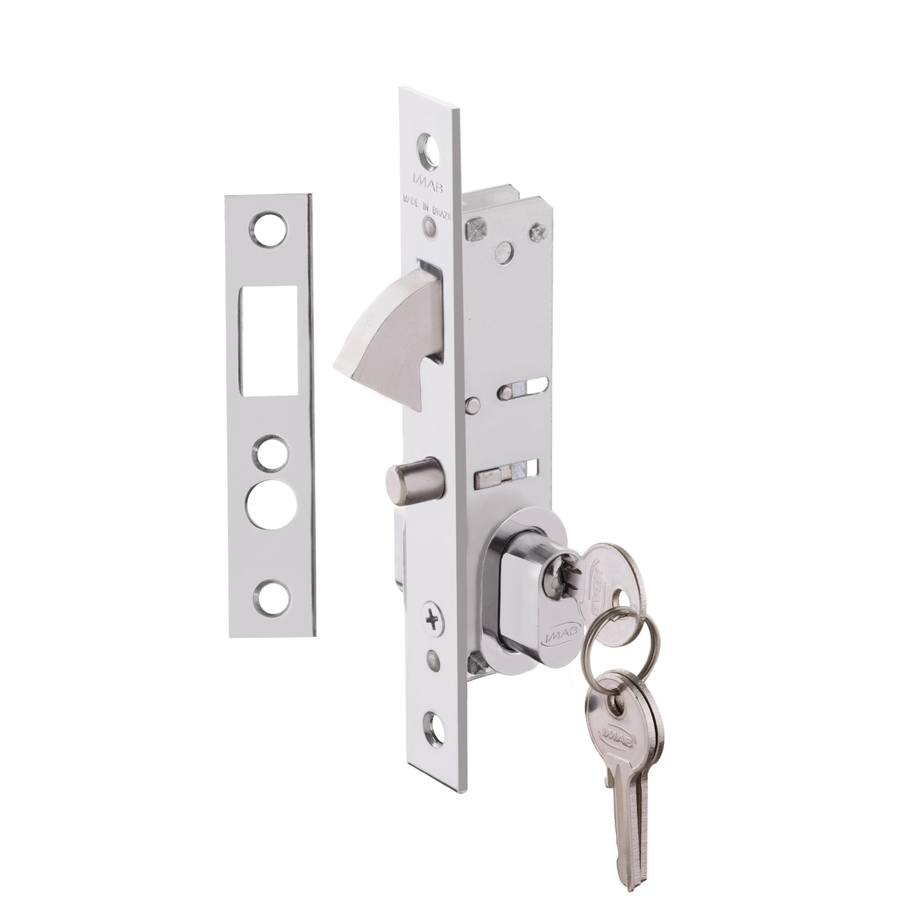 Fechadura Imab Bico de Papagaio para Porta de Correr Cromado 29mm Chave Simples 1161E30 CR