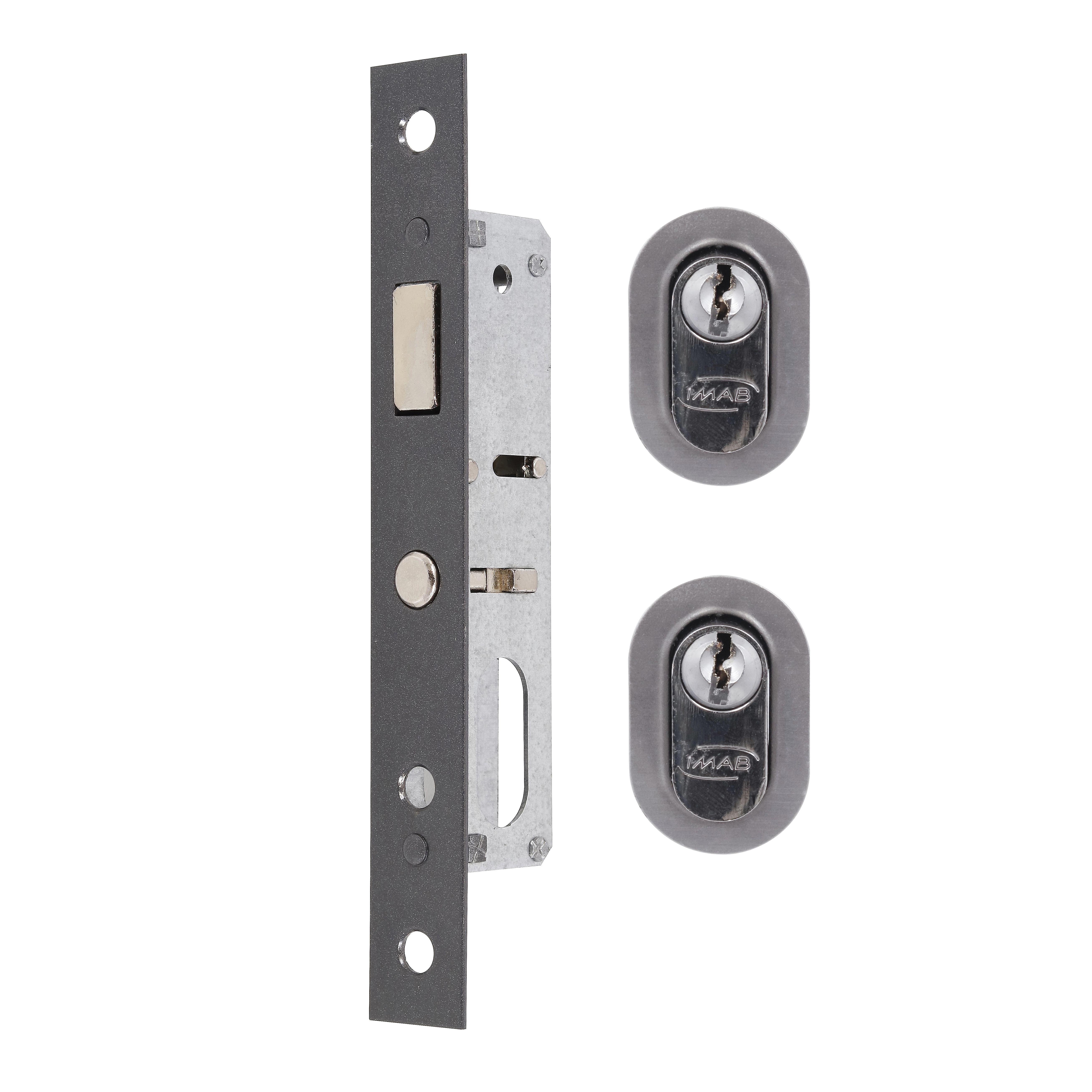 Fechadura Perfil Estreito Imab para Porta de Correr Acetinado Chave Simples 1161e35 S