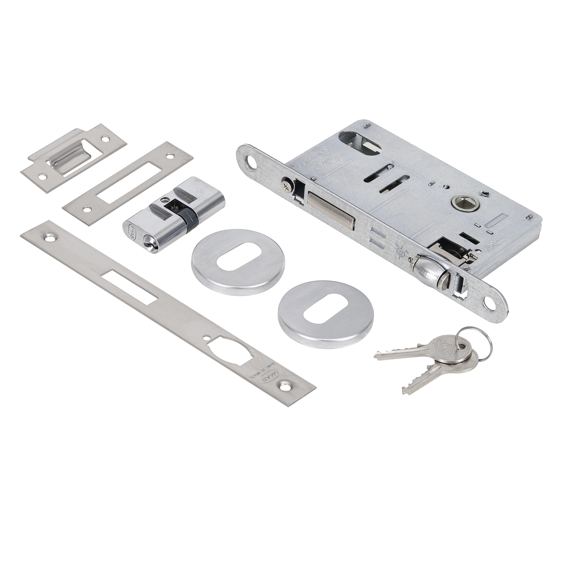 Fechadura Imab Trinco Rolete para Porta de Entrada Latonado 55mm Chave Simples G10 Ca Ros