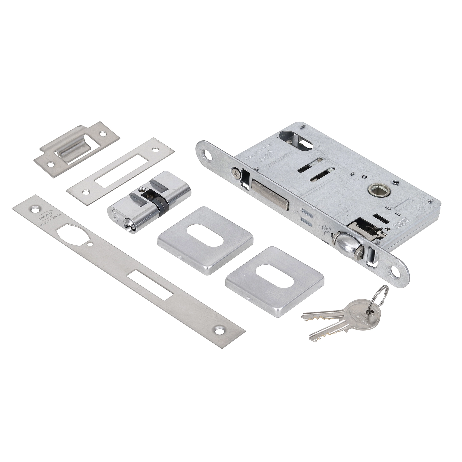 Fechadura Imab Trinco Rolete para Porta de Entrada Acetinado 55mm Chave Simples G10 Ca Ros