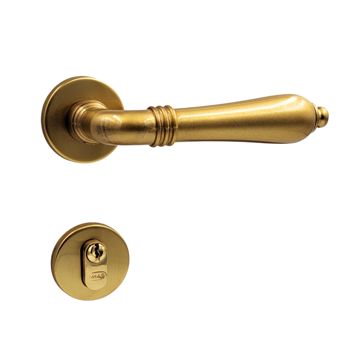 Fechadura Porta Externa Lily Dourado Escovado Ouro Acetinado Maquina 55mm Colonial Classica Imab