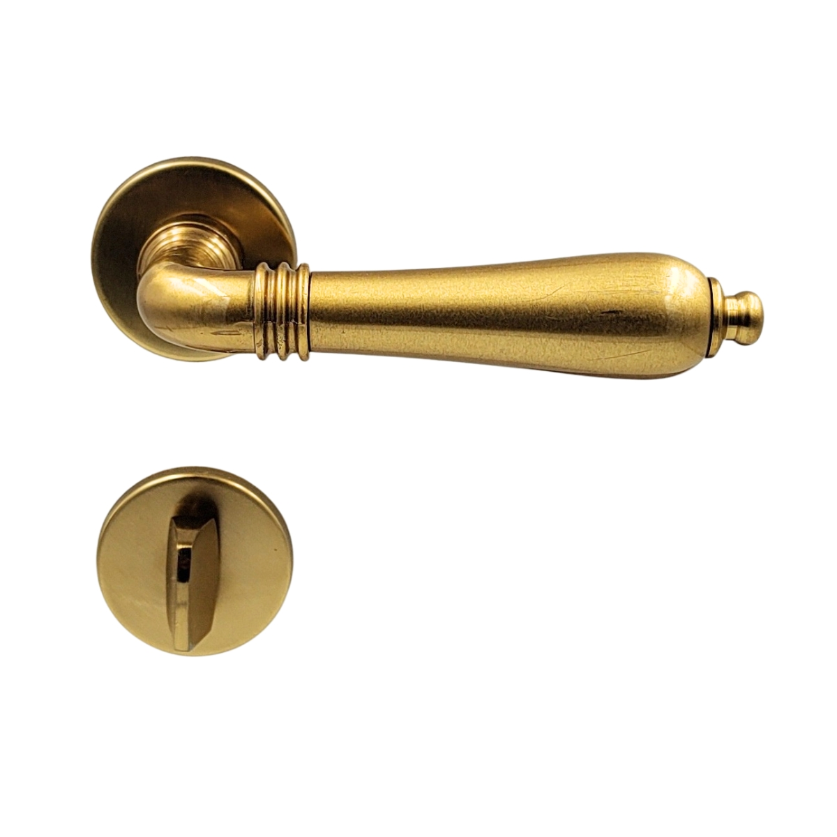 Fechadura Porta Banheiro Lily Imab Dourado Ouro Acetinado Escovado Maquina 55mm Colonial Classica