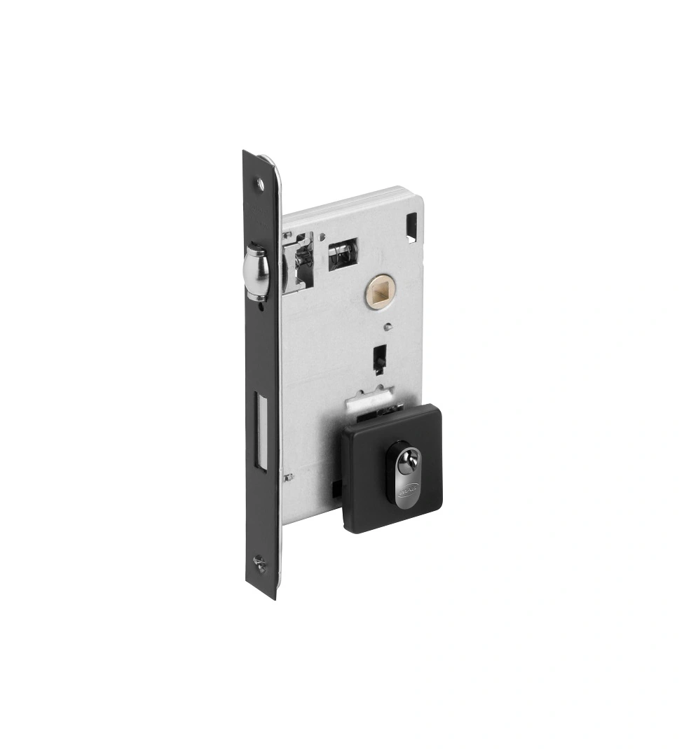 Fechadura Imab Trinco Rolete para Porta Pivotante Preto 55mm Chave Simples