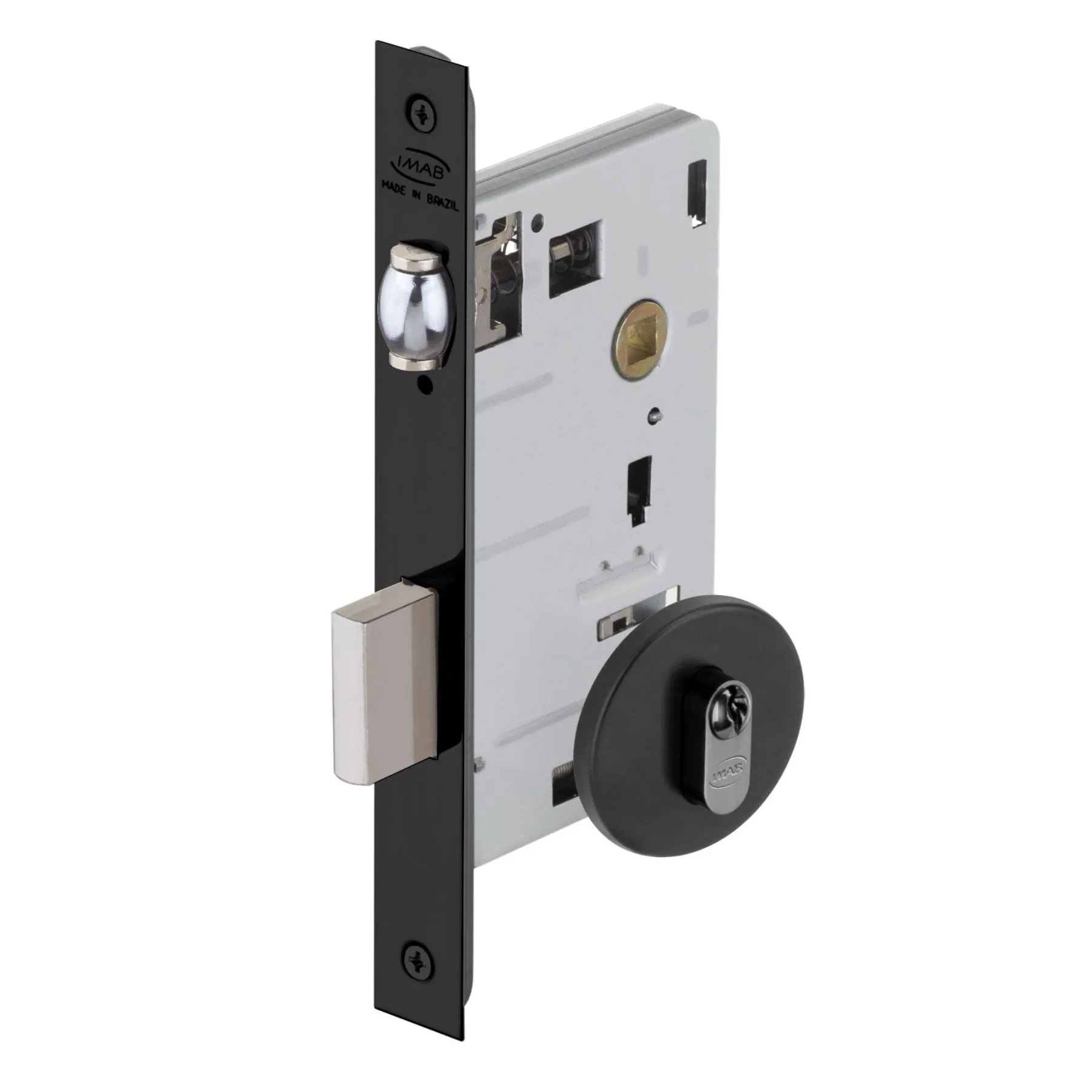 Fechadura Imab Trinco Rolete para Porta Pivotante Preto 55mm Chave Simples