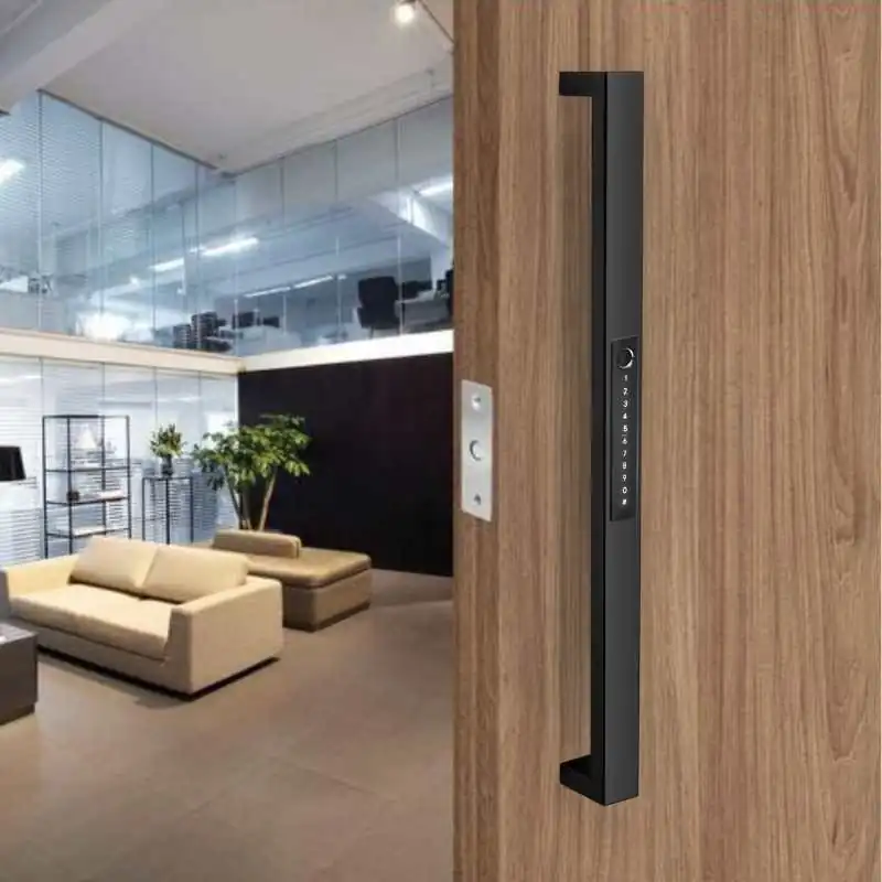 Puxador Digital Com Painel Frontal 2100 Aço Inox Preto Imab Comprimento:80cm