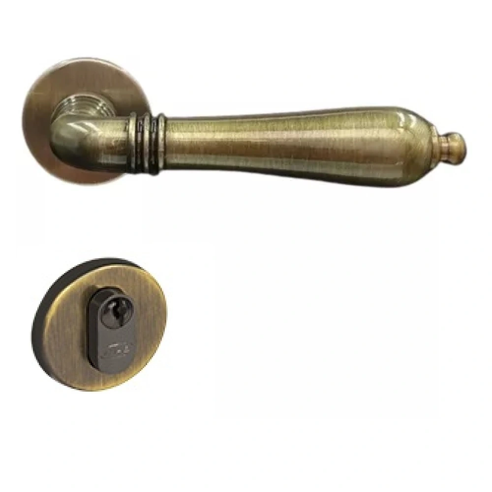 Fechadura Porta Externa Lily Imab Antique Ouro Velho Aq Colonial Classica Maquina 55 Mm C/ Cilindro Miolo Tambor