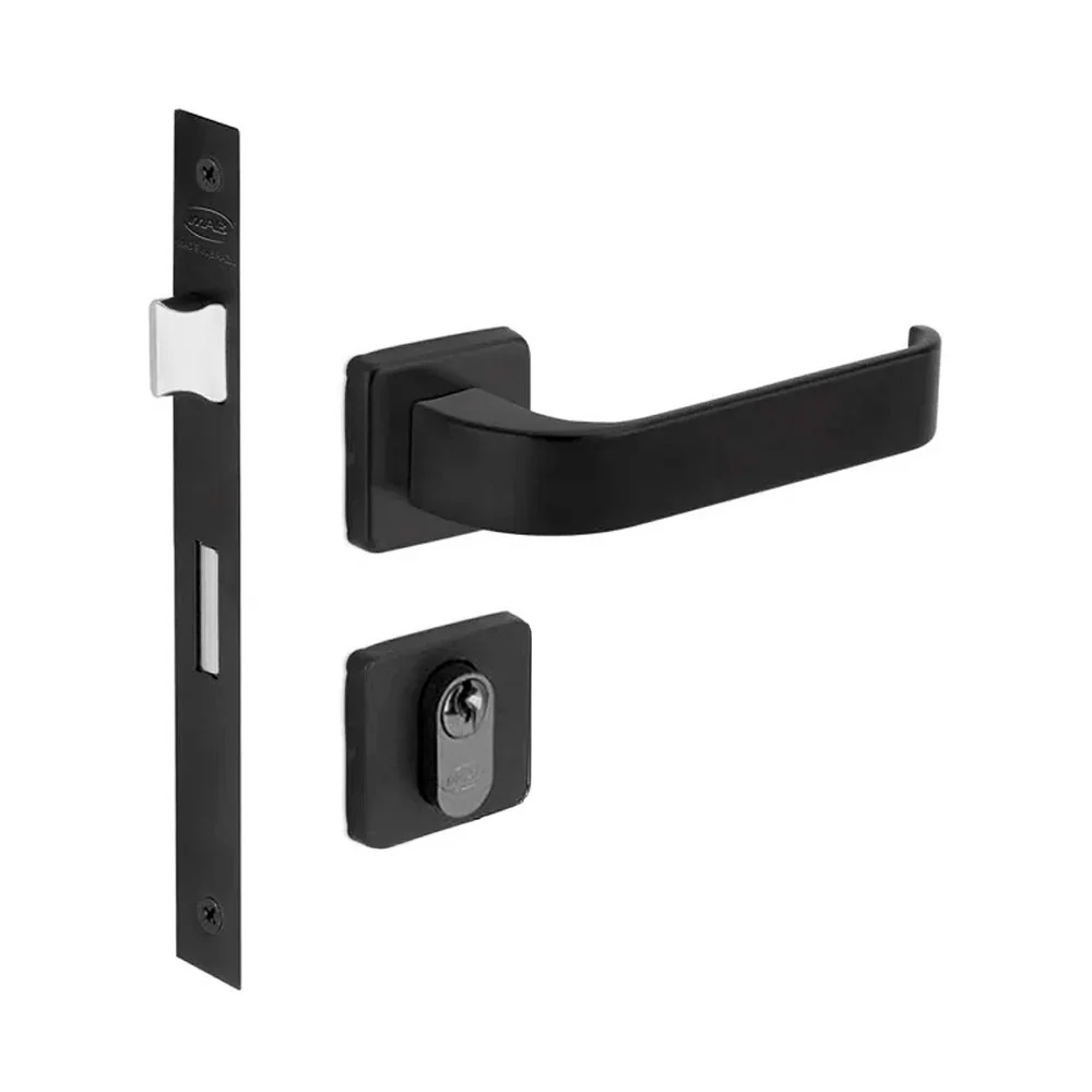 Fechadura Externa Imab Odin Roseta Quadrada Preta 40mm