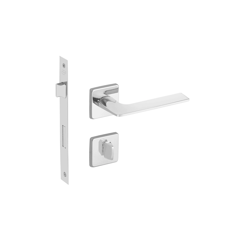 Fechadura Imab para Porta do Banheiro Cromado 55mm Chave Simples