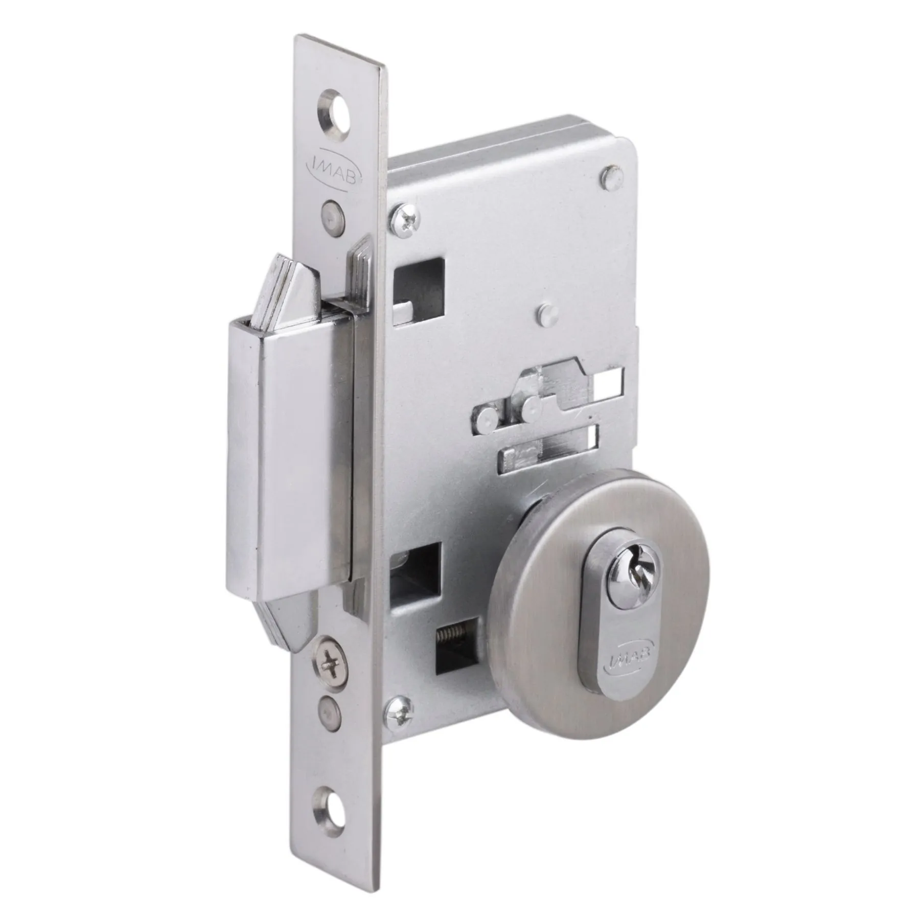 Trava com Fechadura para Porta de Correr Escovada 40mm Imab