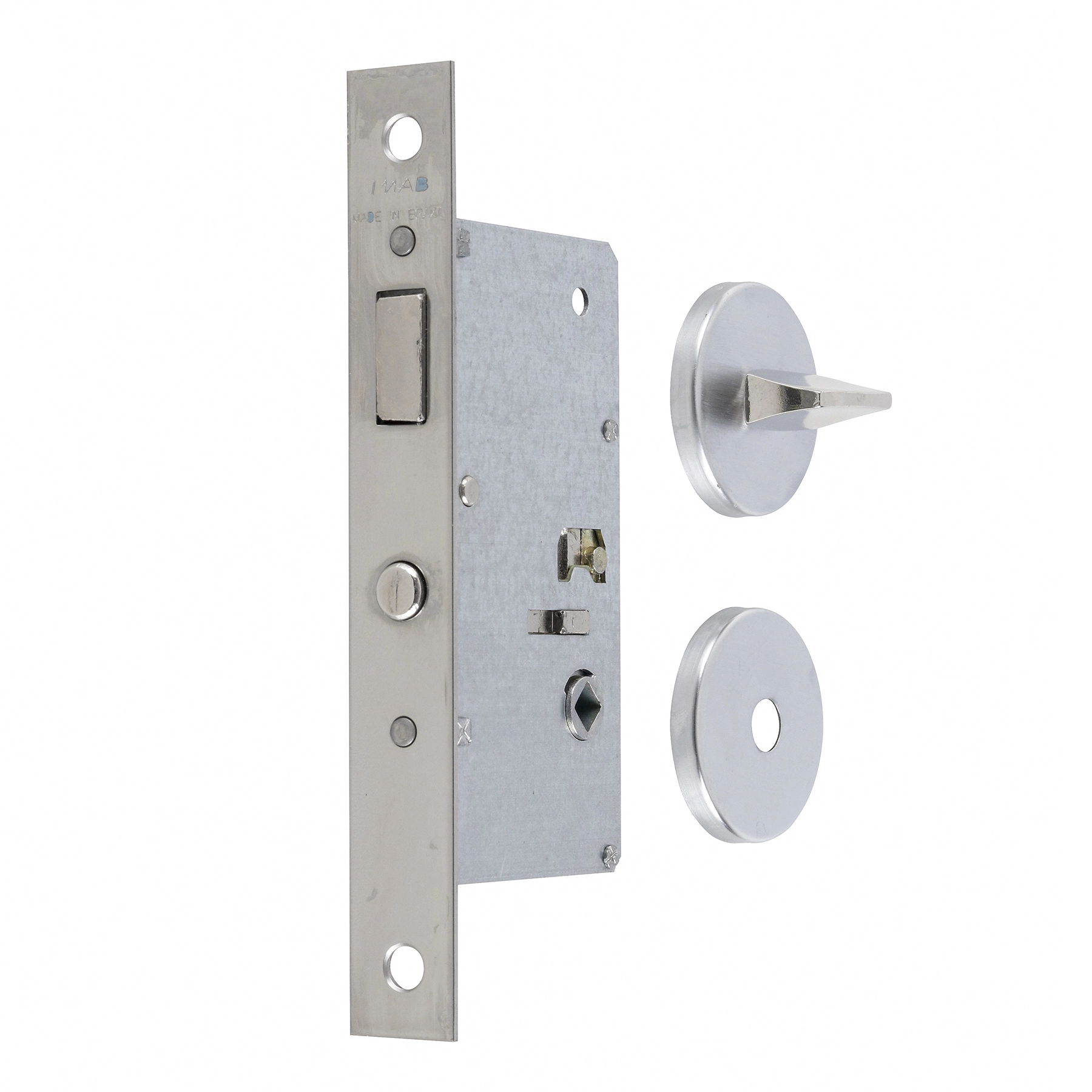 Fechadura Imab para Porta do Banheiro Acetinado 40mm Chave Simples