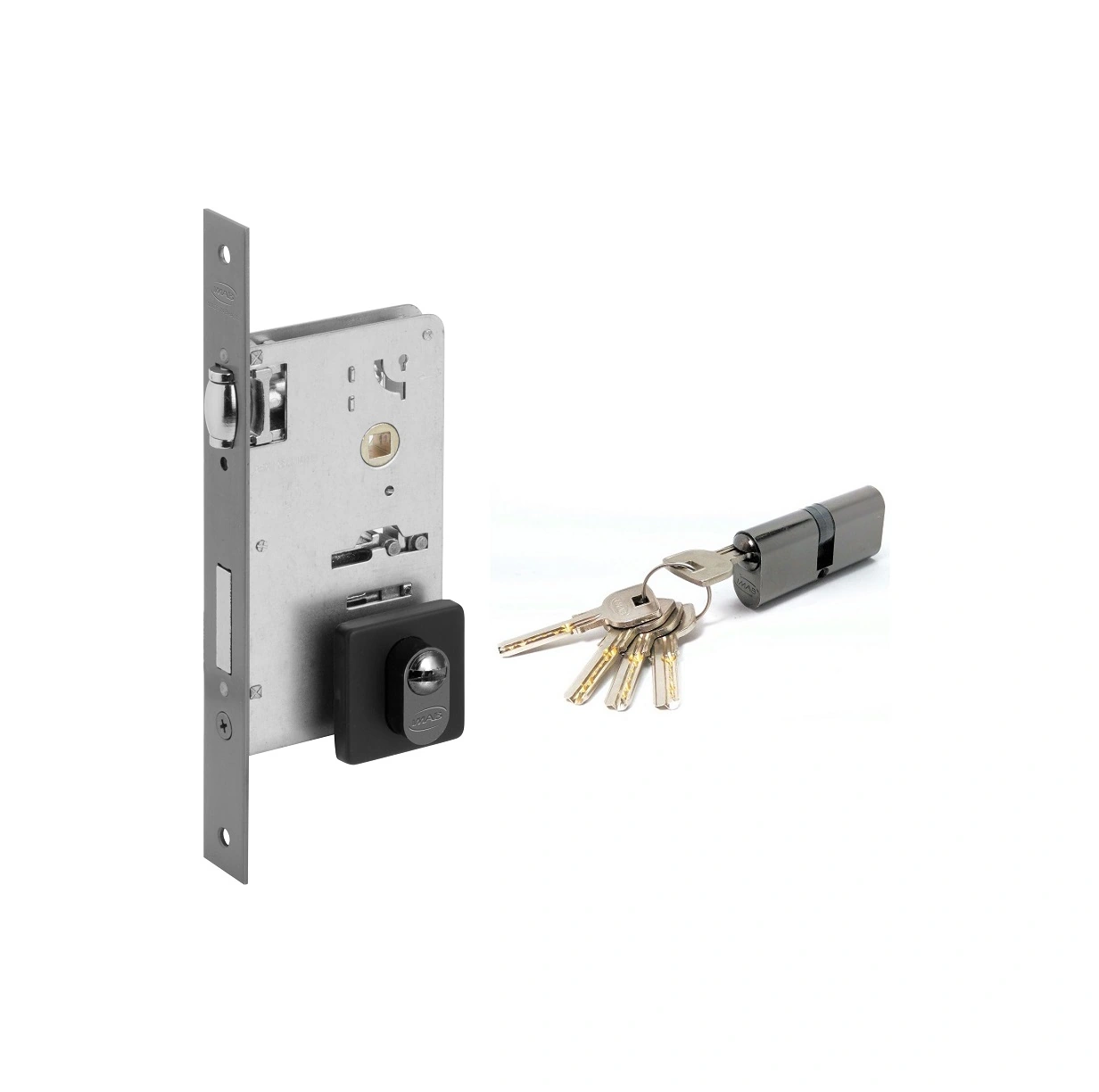 Fechadura Trinco Rolete para Porta Pivotante Imab 4700 Preto 55mm Chave Multiponto